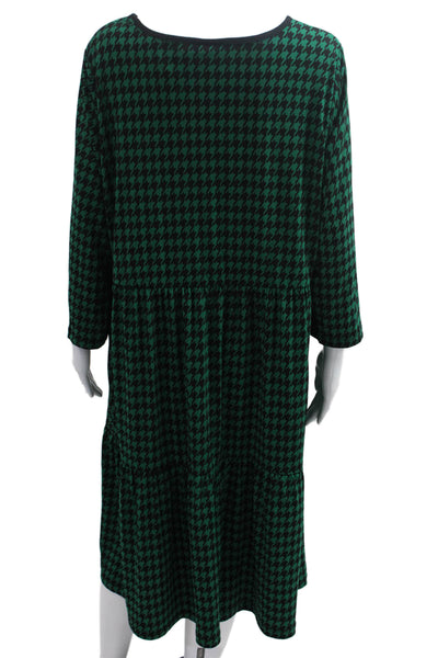Susan Graver Women A-Line Dress Black 3/4 Sleeve Knee Length Size 1X
