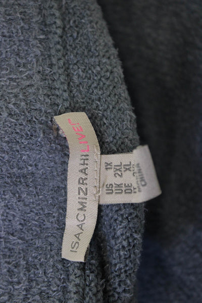 Isaac Mizrahi Women Pullover Sweater Gray Mock Neck Long Sleeve Size 1X