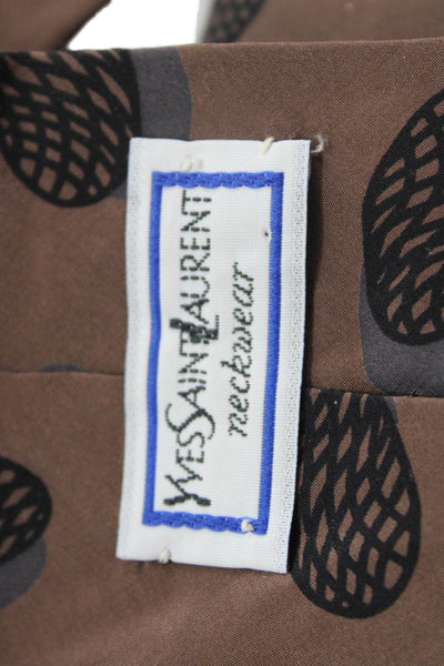 Yves Saint Laurent Mens Silk Crepe Classic Neck Tie Brown Size OS