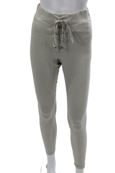 Good American Women Gray Ankle Jeggings Drawstring Cotton Blend Size 2