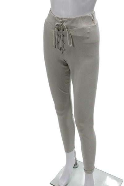 Good American Women Gray Ankle Jeggings Drawstring Cotton Blend Size 2