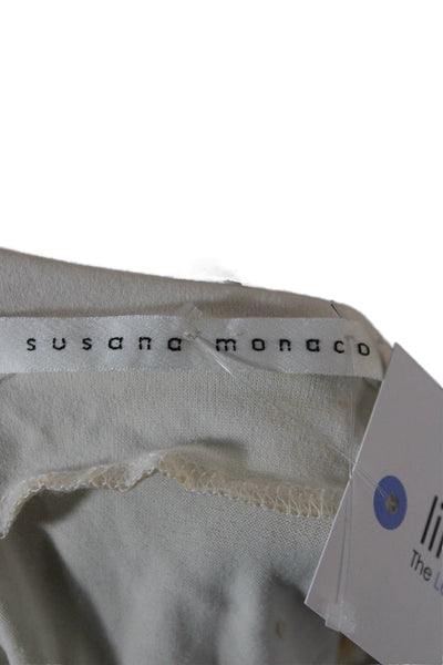 Susana Monaco Women Bodycon Mini Dress Beige Short Sleeve Size M
