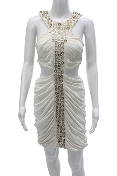 Gomez Gracia Women Bodycon Mini Dress White Sleeveless Rayon Blend Size 10