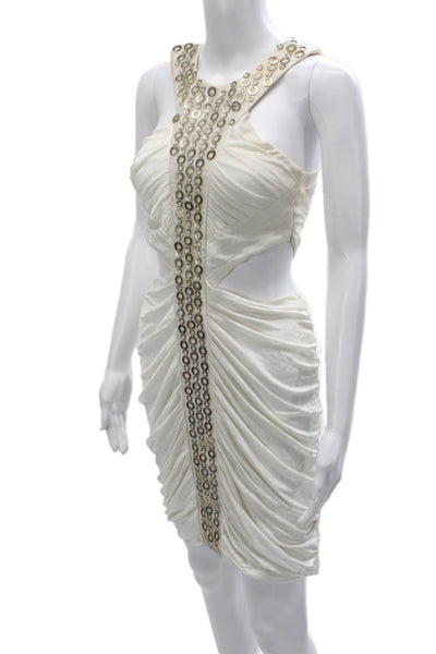 Gomez Gracia Women Bodycon Mini Dress White Sleeveless Rayon Blend Size 10