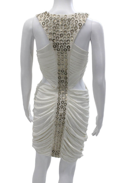 Gomez Gracia Women Bodycon Mini Dress White Sleeveless Rayon Blend Size 10