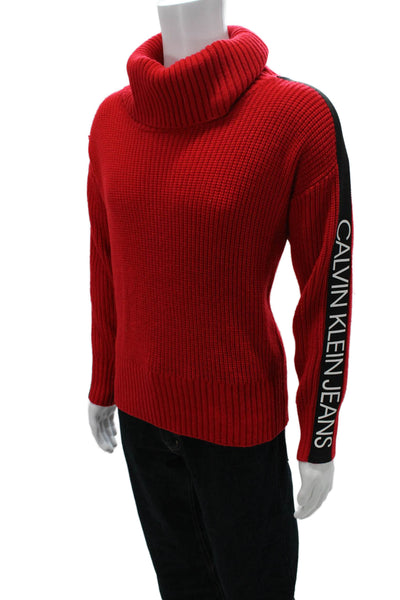 Calvin Klein Jeans Mens Red Turtleneck Pullover Sweater 100% Acrylic Size M