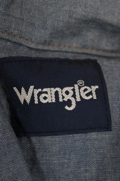 Wrangler Mens Cotton Collared Long Sleeve Button-Down Shirt Blue Size XL