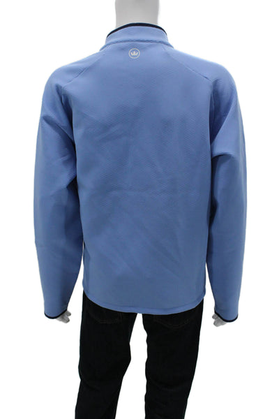 Peter Millar Mens Pullover Sweatshirt Light Blue Mock Neck Zip Size 2XL