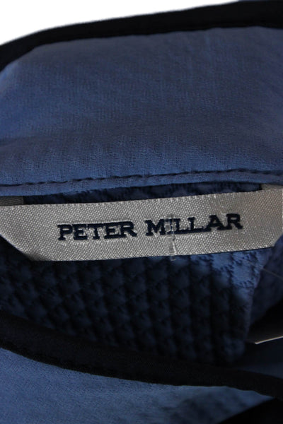 Peter Millar Mens Pullover Sweatshirt Light Blue Mock Neck Zip Size 2XL