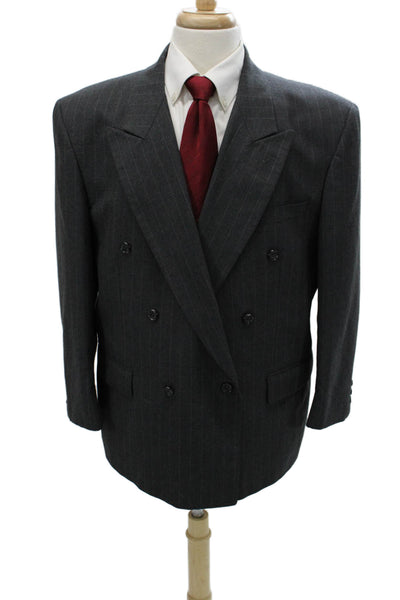 Pierre Balmain Mens Classic Dark Gray Wool Blend Suit Button Collared Size 44