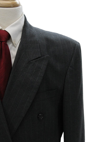 Pierre Balmain Mens Classic Dark Gray Wool Blend Suit Button Collared Size 44