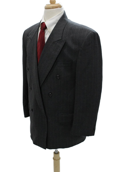 Pierre Balmain Mens Classic Dark Gray Wool Blend Suit Button Collared Size 44