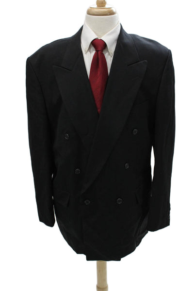 Pierre Balmain Mens Black 100% Wool Suit Jacket Button Collar Size 46