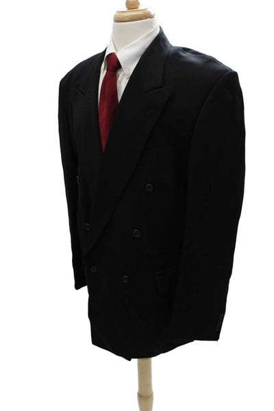 Pierre Balmain Mens Black 100% Wool Suit Jacket Button Collar Size 46