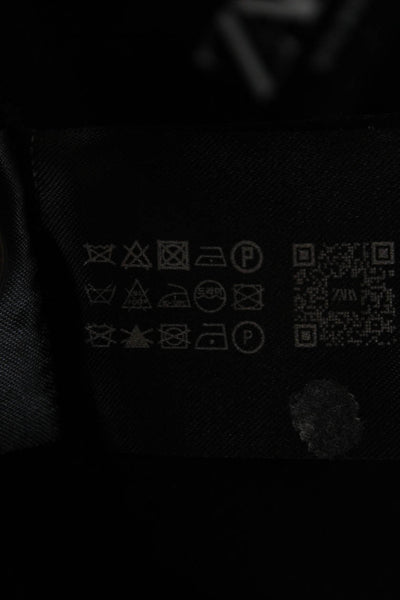 Zara Mens Bomber Jacket Black Wool Blend Collared Long Sleeve Size L