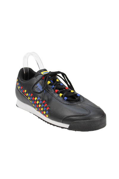 Puma Mens Leather Roma Weave Lace-Up Casual Sneakers Black Size 11