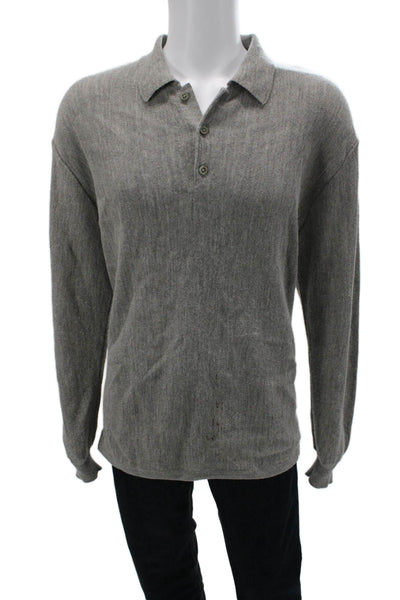 Peru Unlimited Mens Button Pullover Sweater Gray Baby Alpaca Wool Size XL