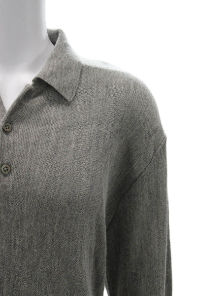 Peru Unlimited Mens Button Pullover Sweater Gray Baby Alpaca Wool Size XL