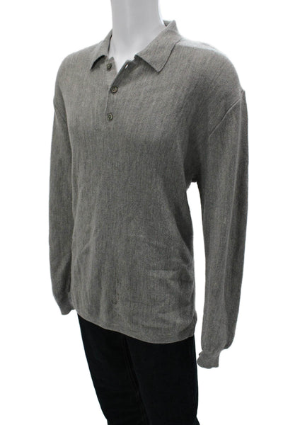 Peru Unlimited Mens Button Pullover Sweater Gray Baby Alpaca Wool Size XL