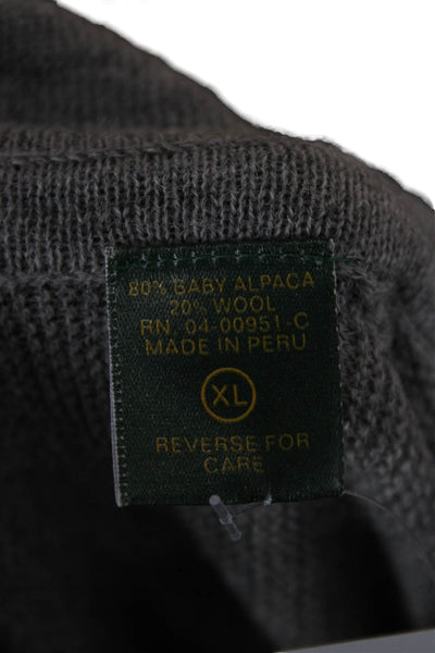 Peru Unlimited Mens Button Pullover Sweater Gray Baby Alpaca Wool Size XL