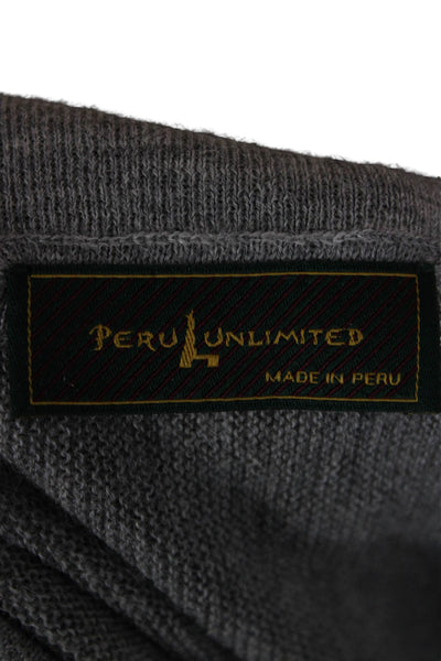Peru Unlimited Mens Button Pullover Sweater Gray Baby Alpaca Wool Size XL
