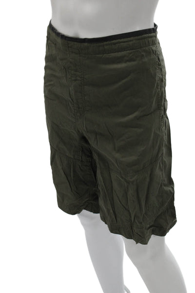 The North Face Mens Bermuda Shorts Army Green Nylon Zip Size L