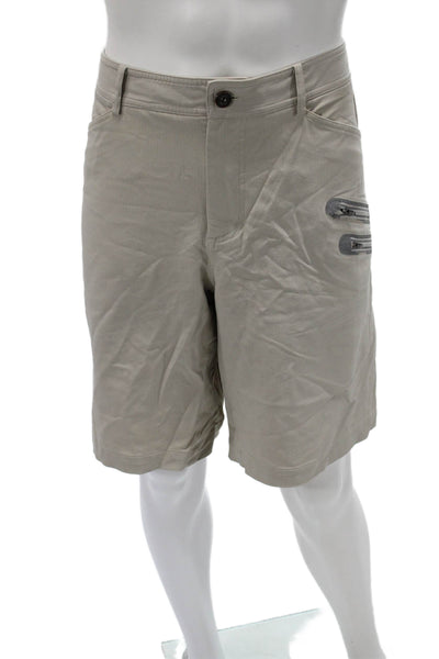 Lululemon Mens Cargo Shorts Beige Cotton Blend Button Outdoor Size M