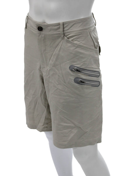 Lululemon Mens Cargo Shorts Beige Cotton Blend Button Outdoor Size M