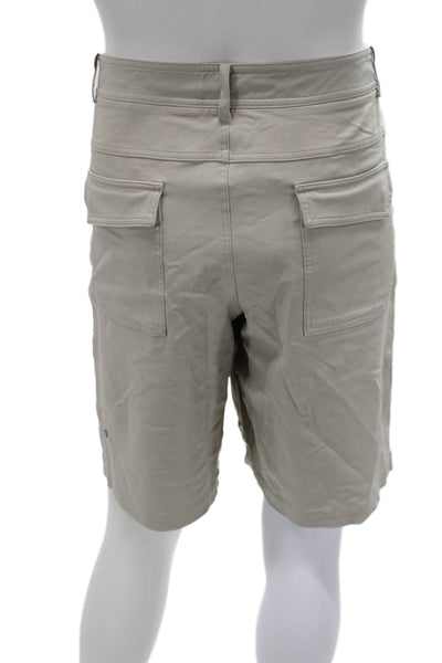 Lululemon Mens Cargo Shorts Beige Cotton Blend Button Outdoor Size M