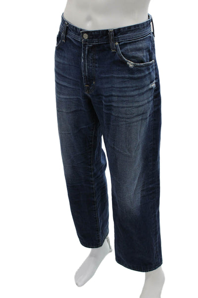 AG Adriano Goldschmied Mens Straight Wide Leg Dark Blue Jeans Cotton Size 36