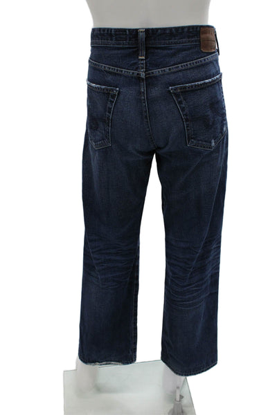 AG Adriano Goldschmied Mens Straight Wide Leg Dark Blue Jeans Cotton Size 36