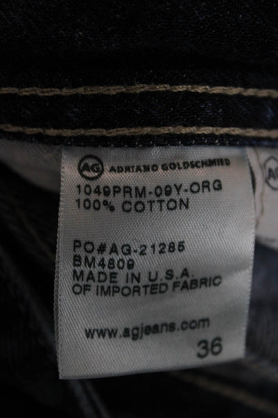 AG Adriano Goldschmied Mens Straight Wide Leg Dark Blue Jeans Cotton Size 36
