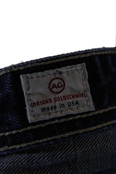 AG Adriano Goldschmied Mens Straight Wide Leg Dark Blue Jeans Cotton Size 36