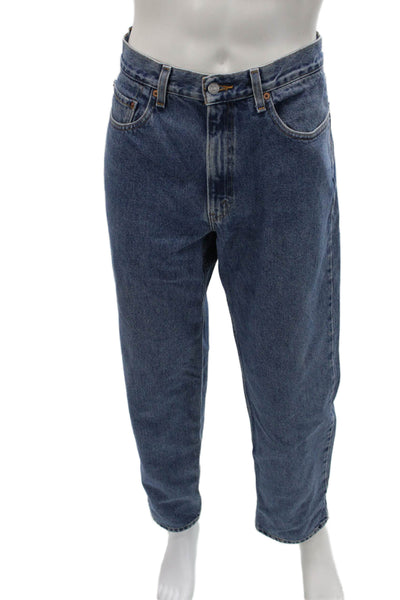 Levis Mens Straight Tapered Jeans Blue 100% Cotton Button Fly Size 35