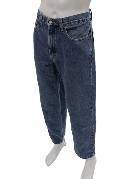Levis Mens Straight Tapered Jeans Blue 100% Cotton Button Fly Size 35