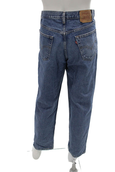 Levis Mens Straight Tapered Jeans Blue 100% Cotton Button Fly Size 35