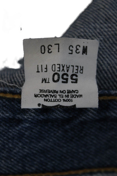 Levis Mens Straight Tapered Jeans Blue 100% Cotton Button Fly Size 35