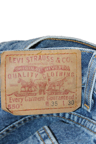 Levis Mens Straight Tapered Jeans Blue 100% Cotton Button Fly Size 35