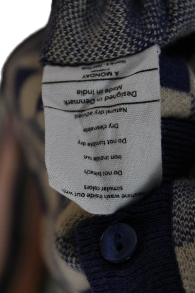 A MONDAY Girls Checkered Knit Collared Long Sleeve Sweater Beige Size 14