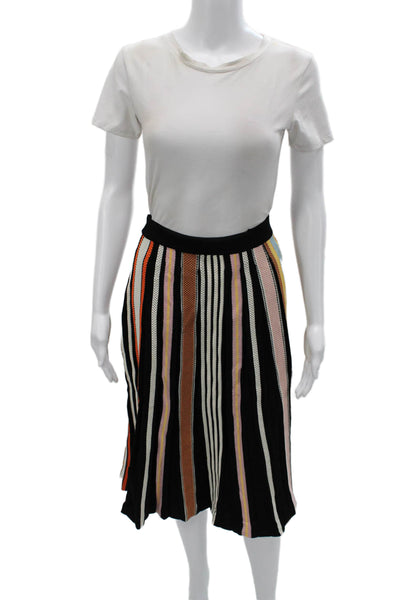 Tory Burch Women A-Line Striped Black Skirt Knee Length Size M