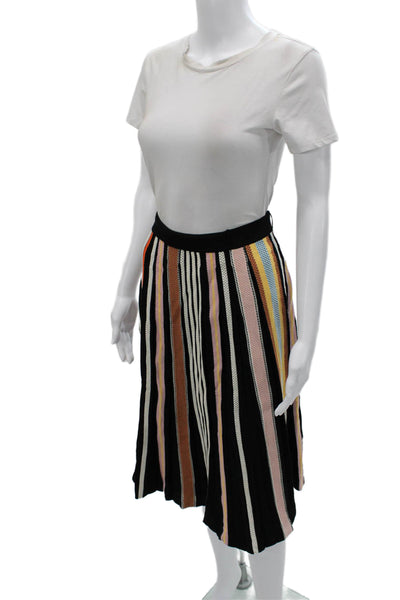 Tory Burch Women A-Line Striped Black Skirt Knee Length Size M