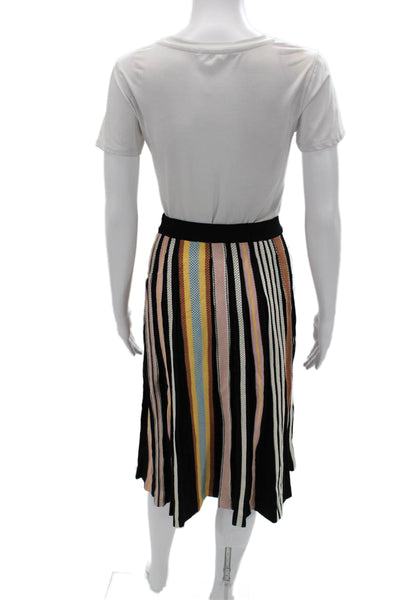 Tory Burch Women A-Line Striped Black Skirt Knee Length Size M