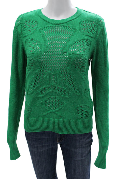 Desigual Womens Green Pullover 100% Cotton Crew Neck Geometric Size M