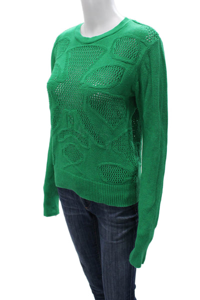 Desigual Womens Green Pullover 100% Cotton Crew Neck Geometric Size M