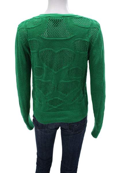 Desigual Womens Green Pullover 100% Cotton Crew Neck Geometric Size M