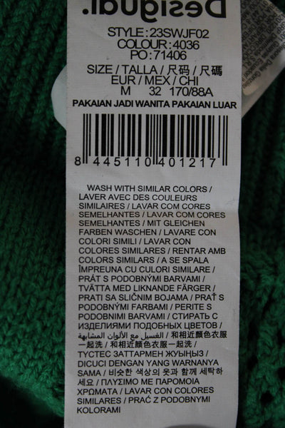 Desigual Womens Green Pullover 100% Cotton Crew Neck Geometric Size M