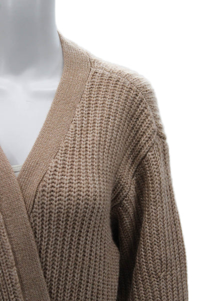 Design History Women Cardigan Beige V-Neck Long Sleeve 100% Acrylic Size S