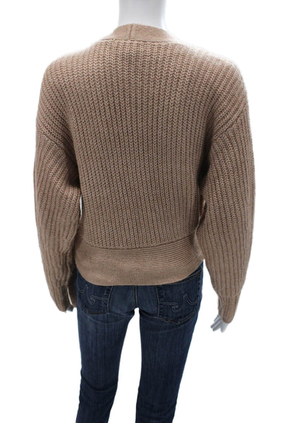 Design History Women Cardigan Beige V-Neck Long Sleeve 100% Acrylic Size S