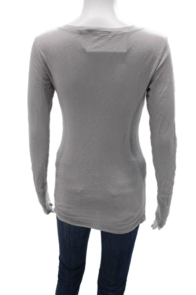 Michael Stars Women Basic Gray V-Neck Long Sleeve T-Shirt Size One Size