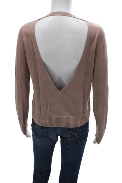 Splendid Women Pullover Sweater Beige Cashmere Blend Long Sleeve Size S